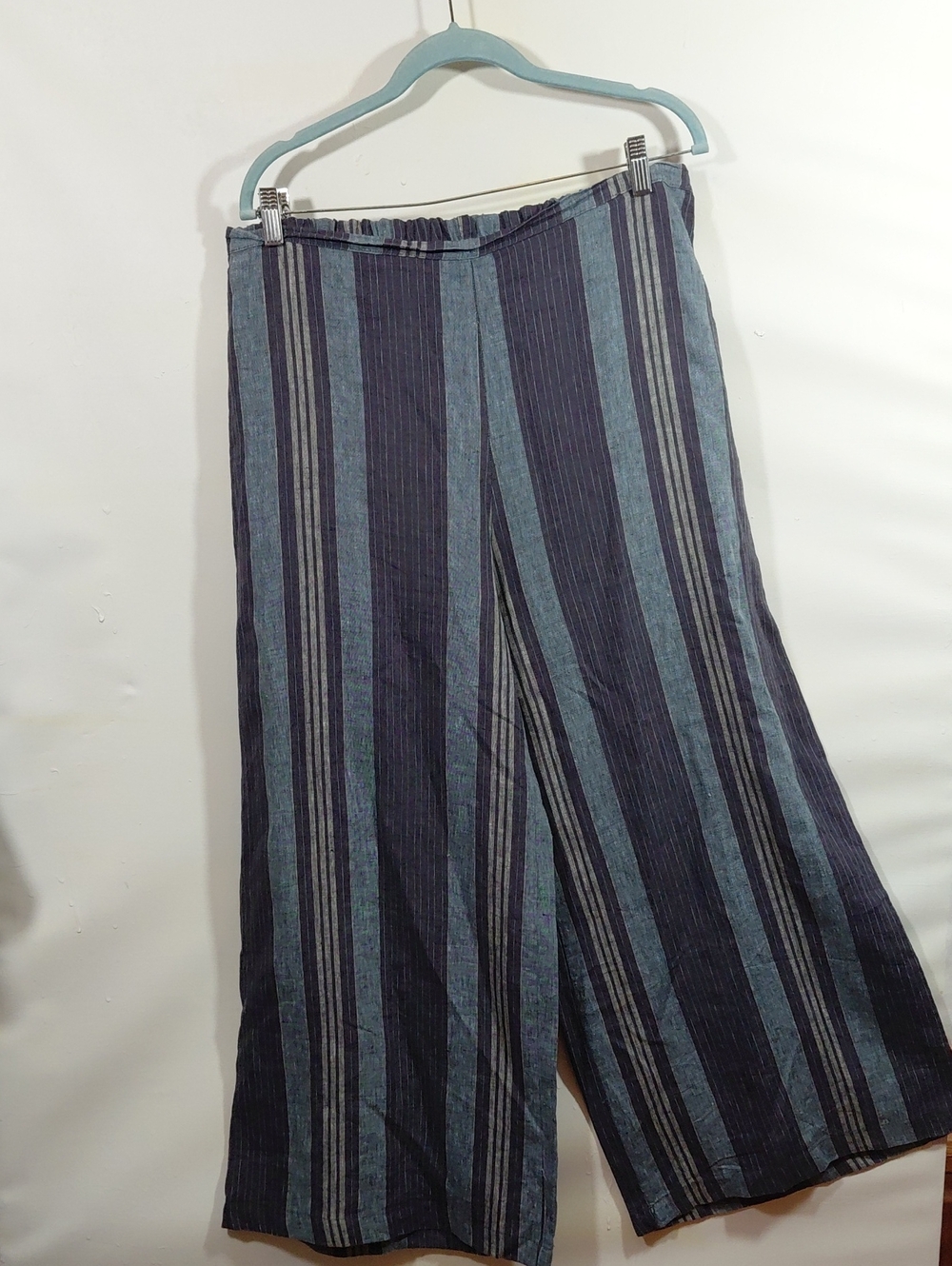 bryn Walker Striped Wide-Leg Pants in Navy and Slate Blue